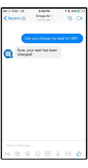 example of conversational service for airline chatbot