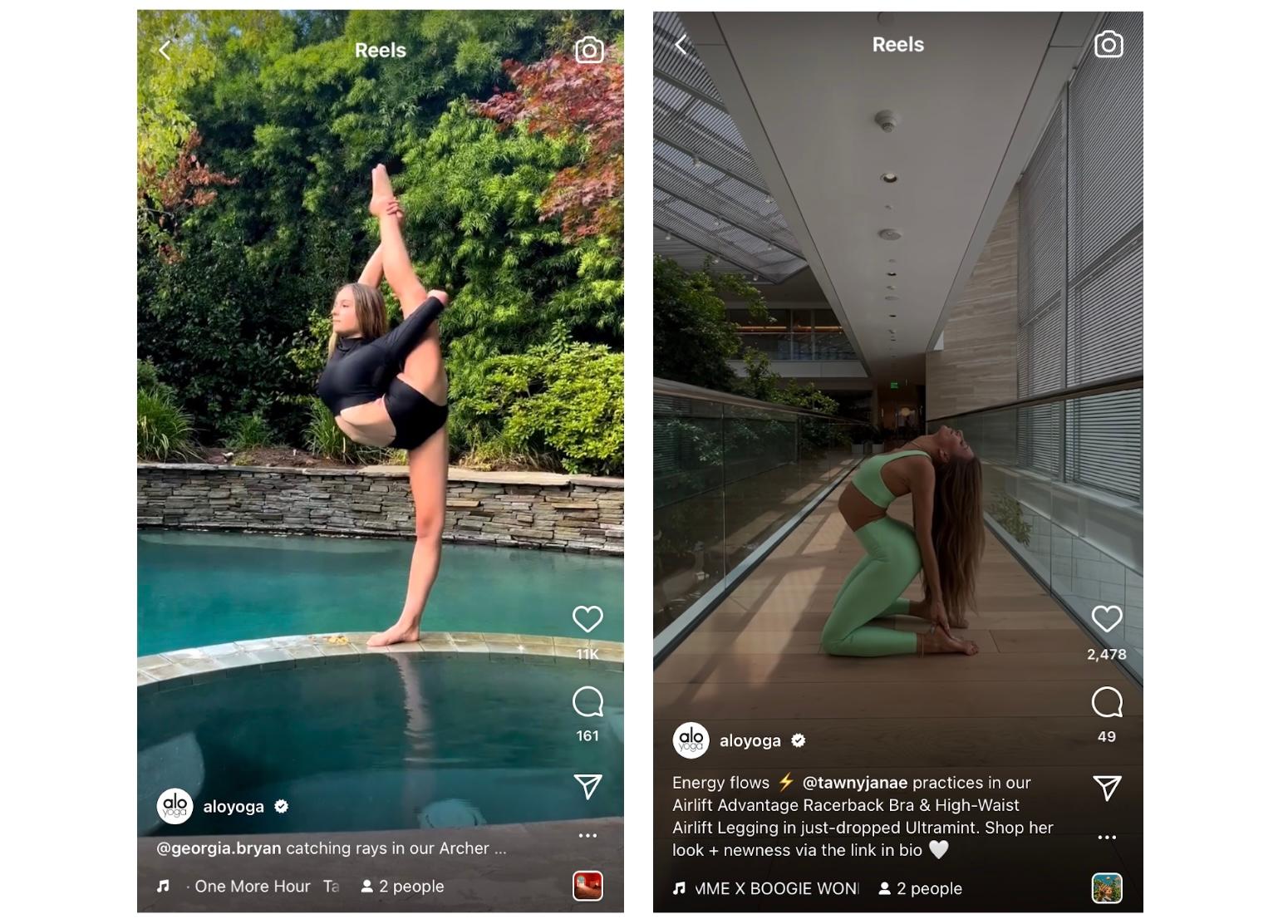 Alo Yoga Instagram Reel video example