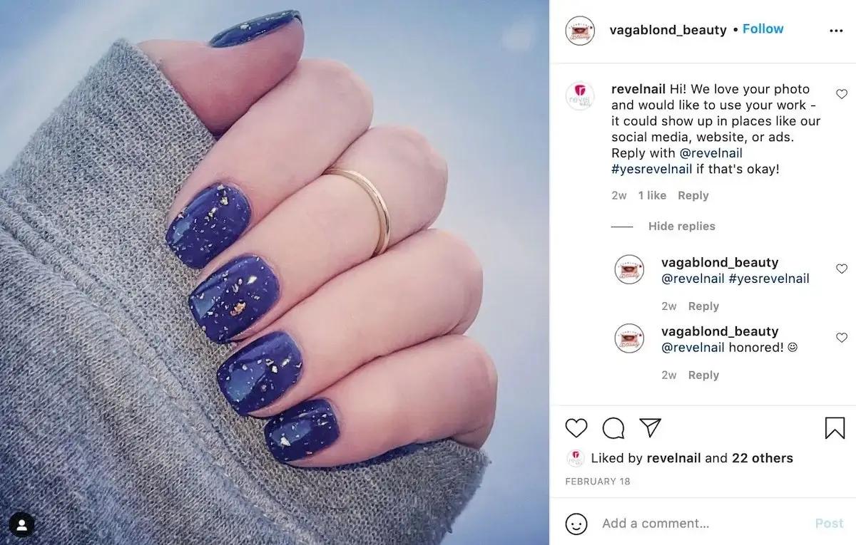 woman's Instagram photo of nail art
