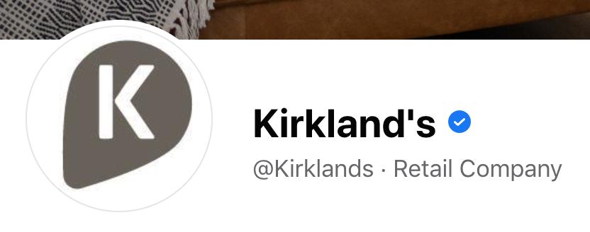 Kirkland's verified on social media