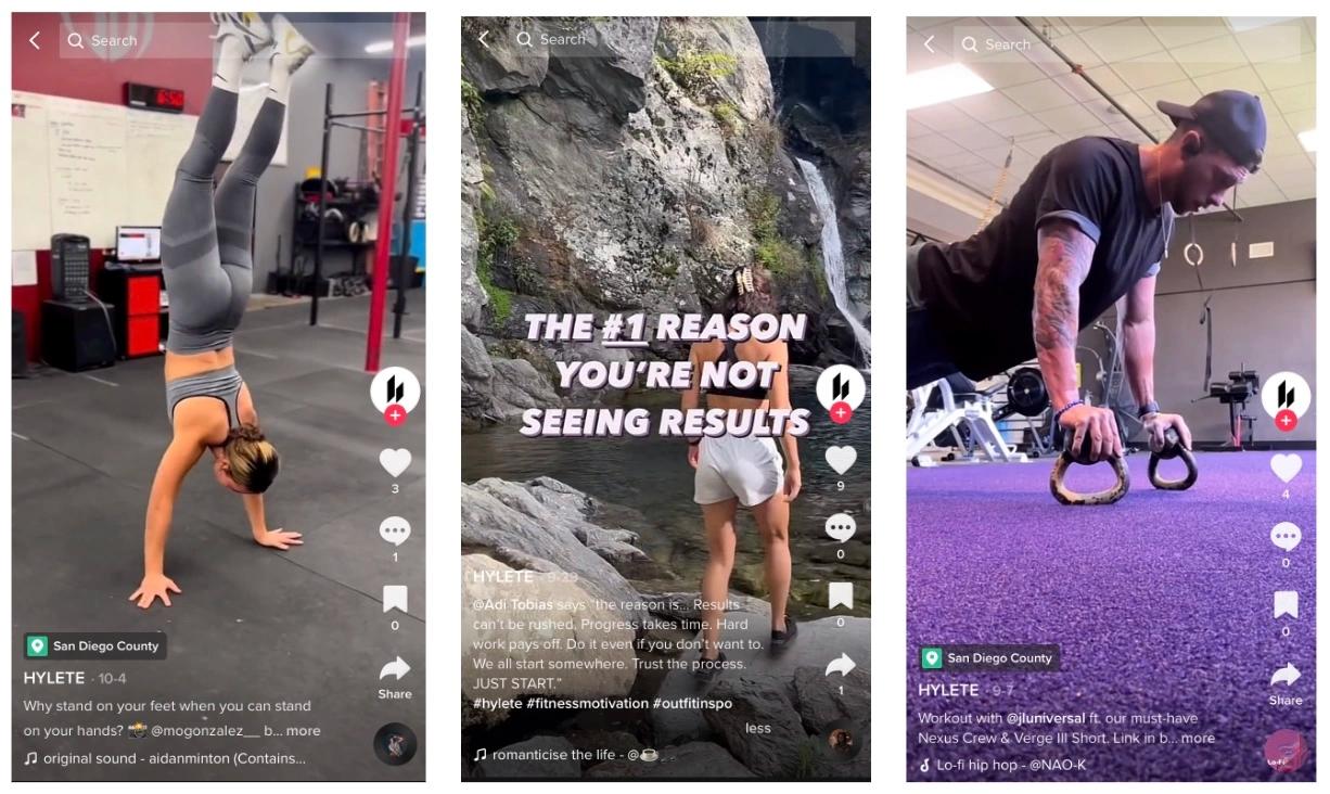 HYLETE urges its TikTok followers to participate in trends and challenges, resharing customer content on their own accounts and on the brand’s website.