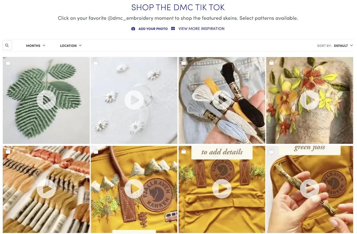 Screenshot of the "Shop the DMC TikTok"