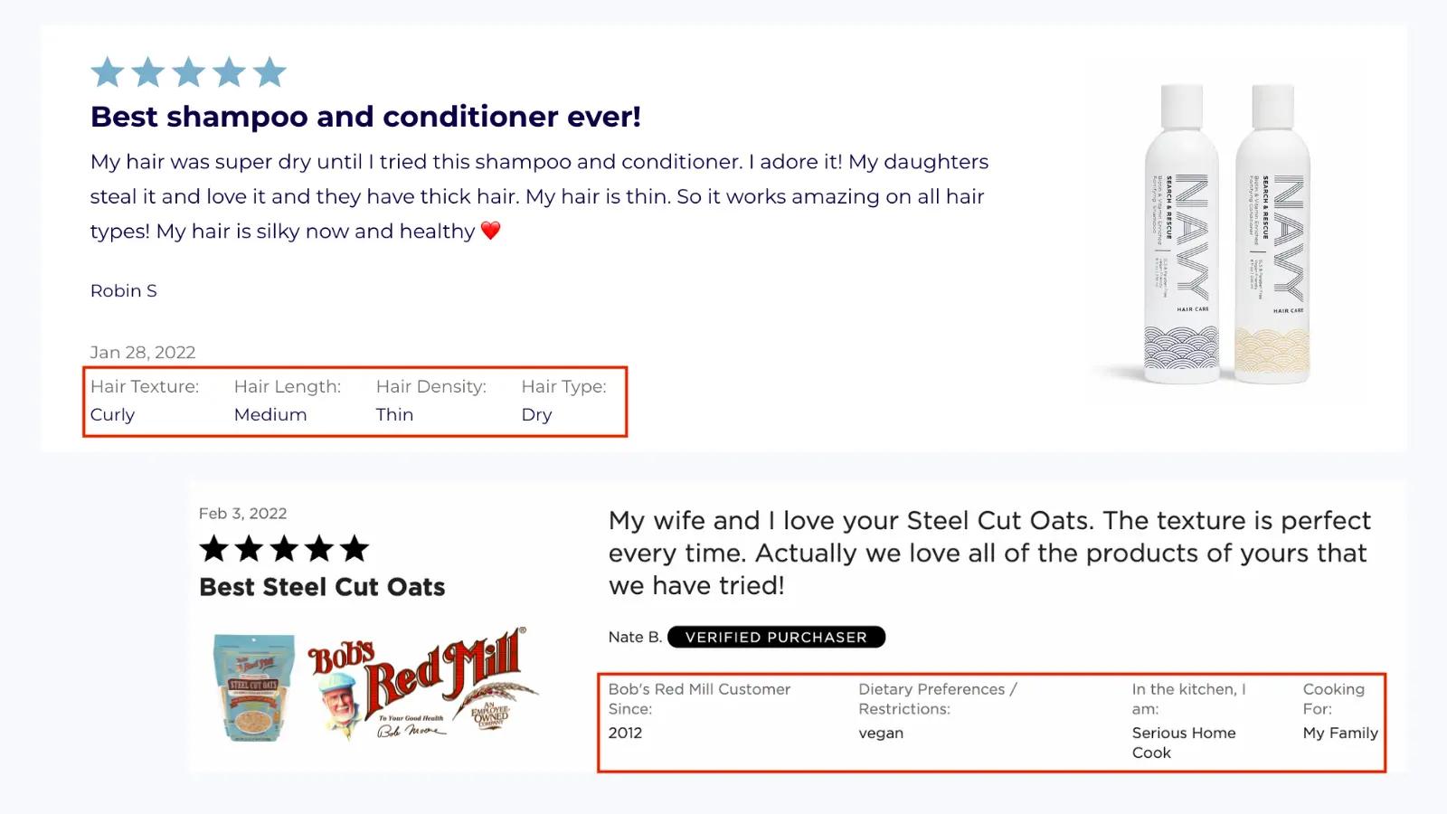 Screenshot of customer reviews