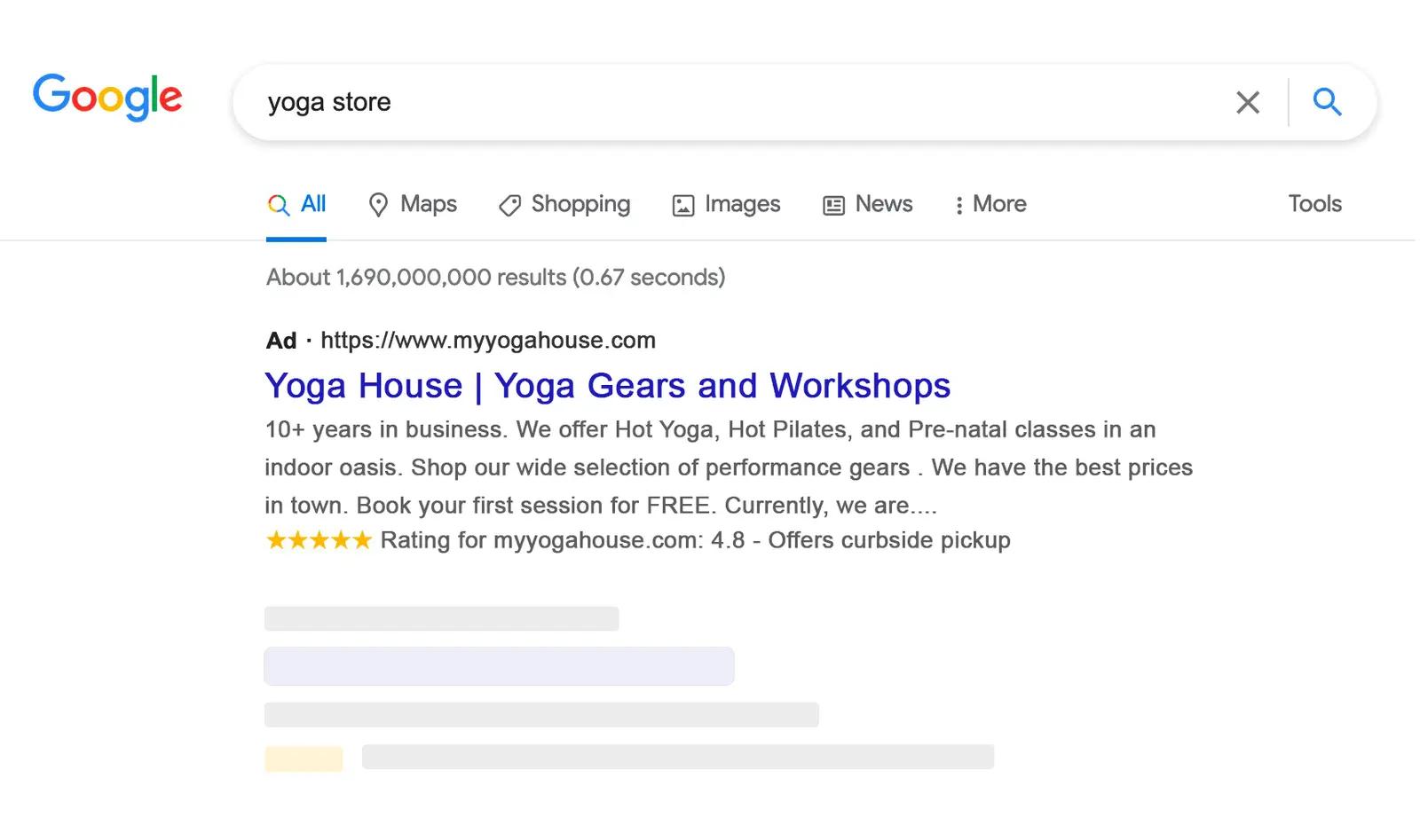 Screenshot of Google Seller rating for brand on SERP