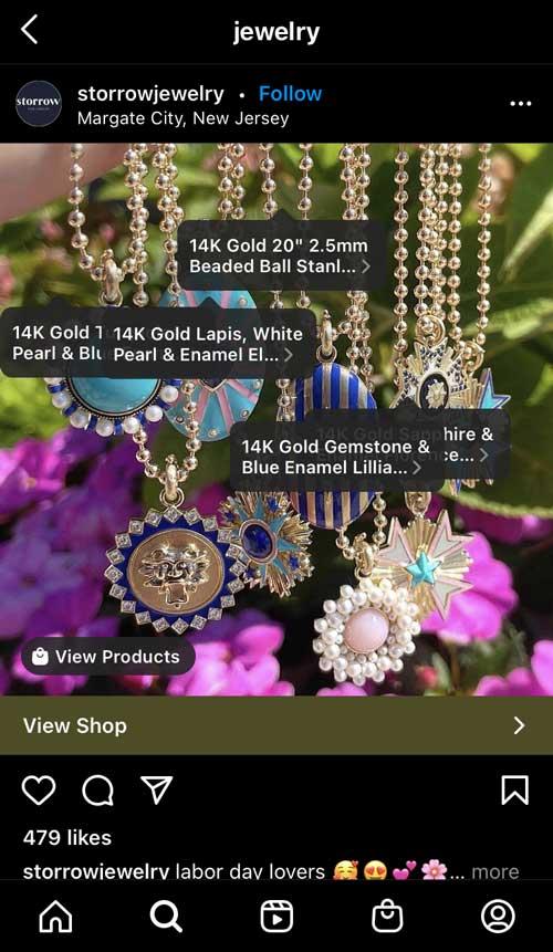 Storrow Jewelry Social Shopping on Instagram