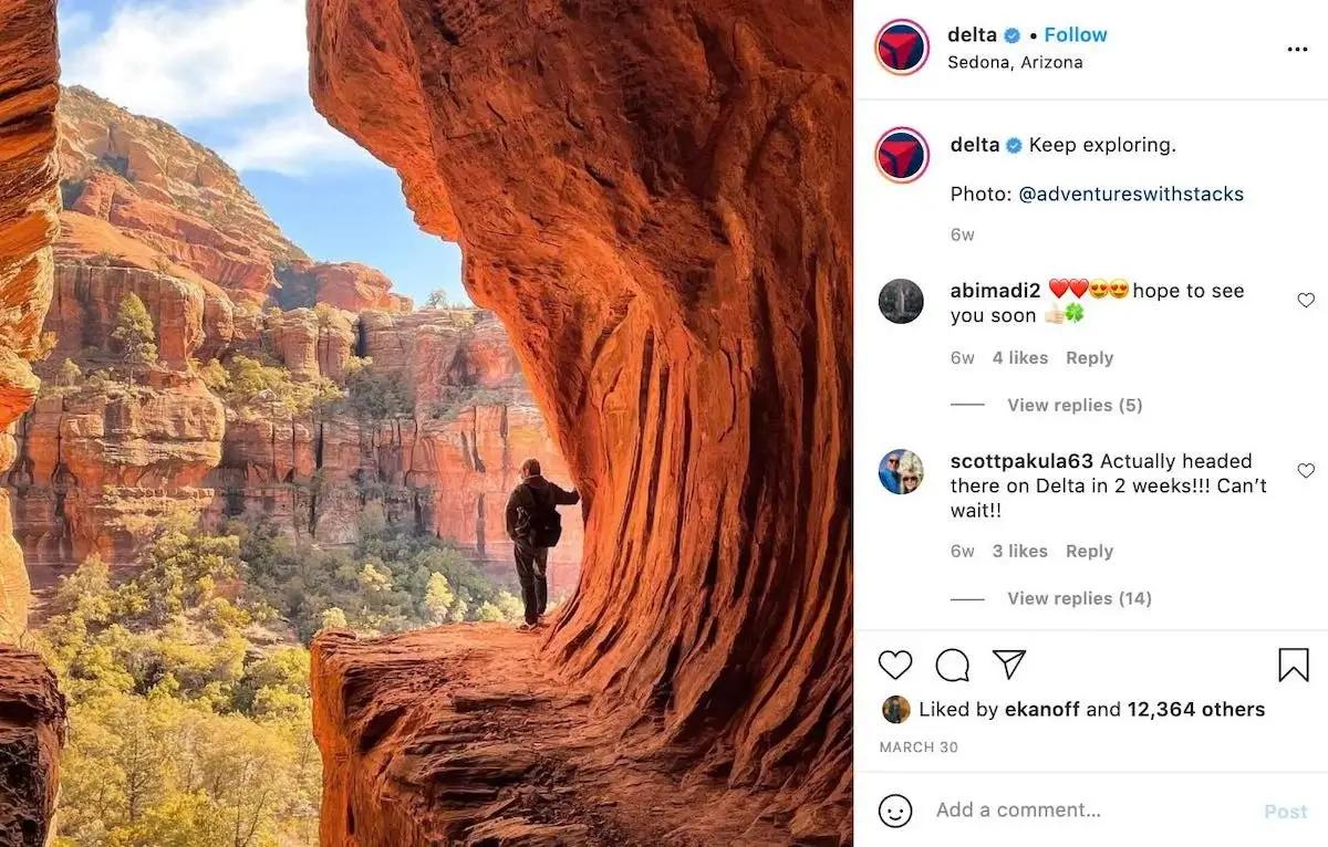 Delta Instagram Post of man in valley