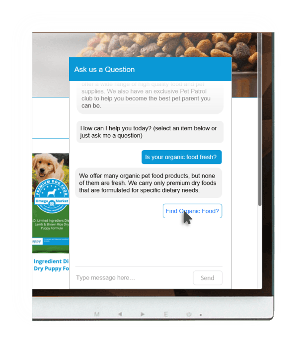 omega market customer self-service example pet food