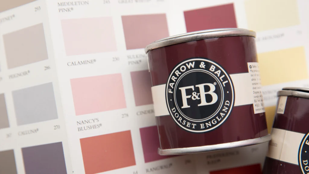 farrow & ball logo paint on top of paint swatches