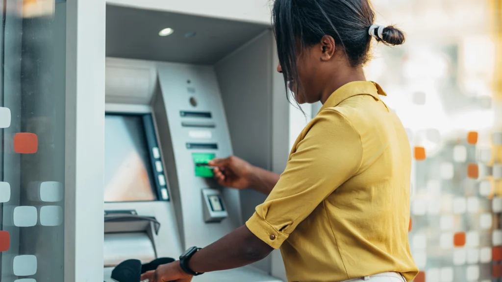 woman using an atm