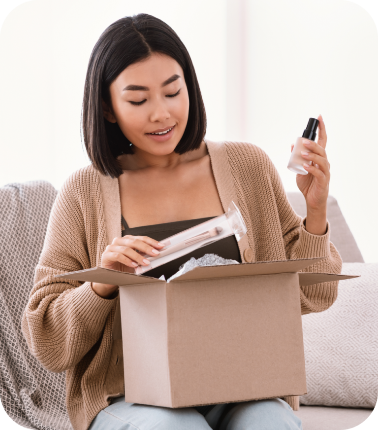 Consumer opening a package