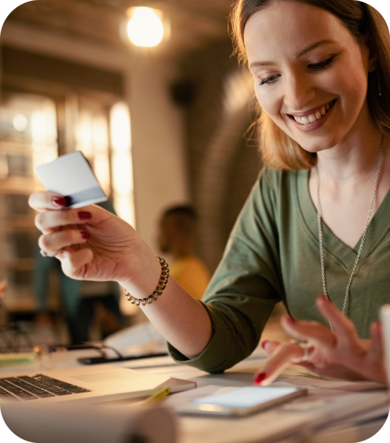 Shopper engaging with UGC on their phone.