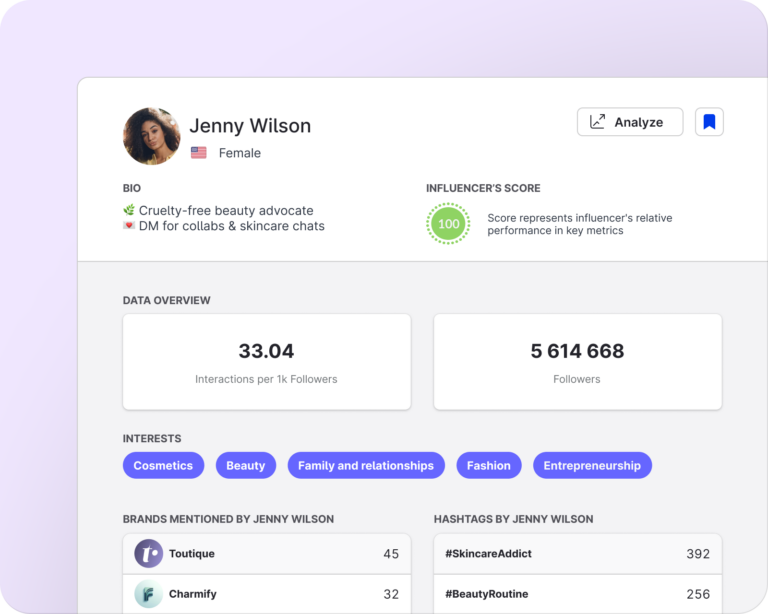 A page showing an influencer in Emplifi's platform