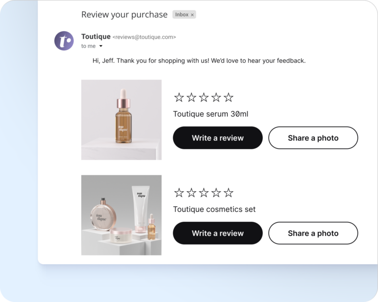 An example of online customer reviews