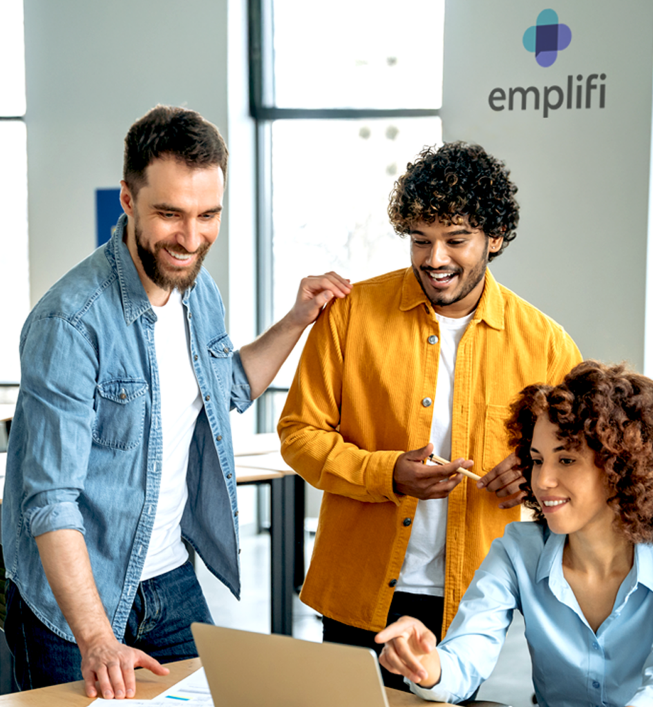 A group of colleagues in Emplifi's office