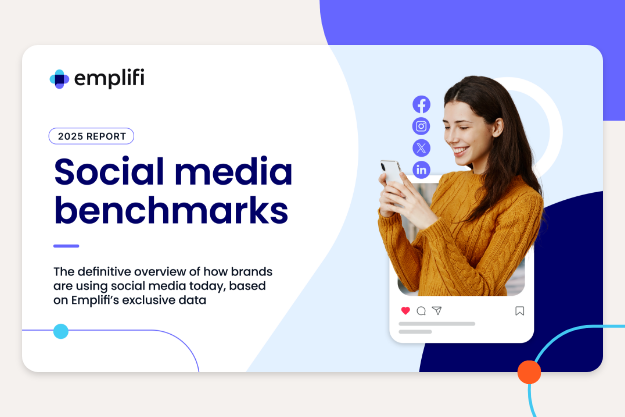 An image featuring the Emplifi 2025 social media benchmarks report