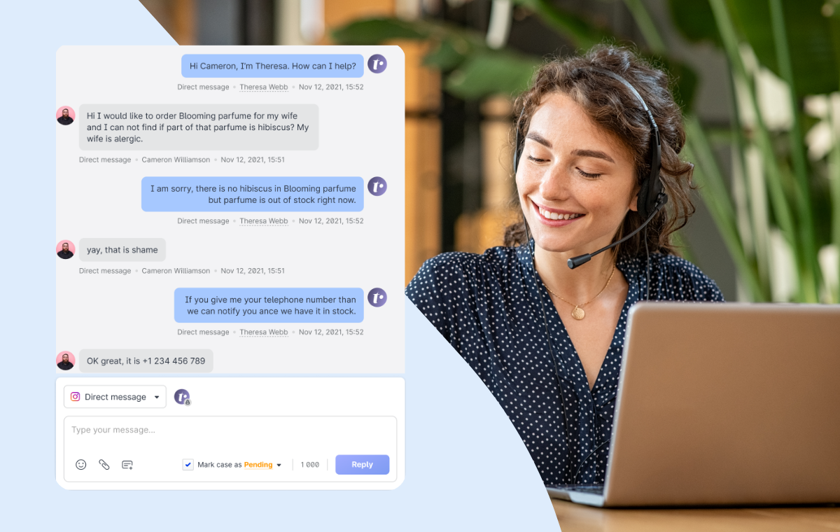 Example of using an AI chatbot for customer service. 