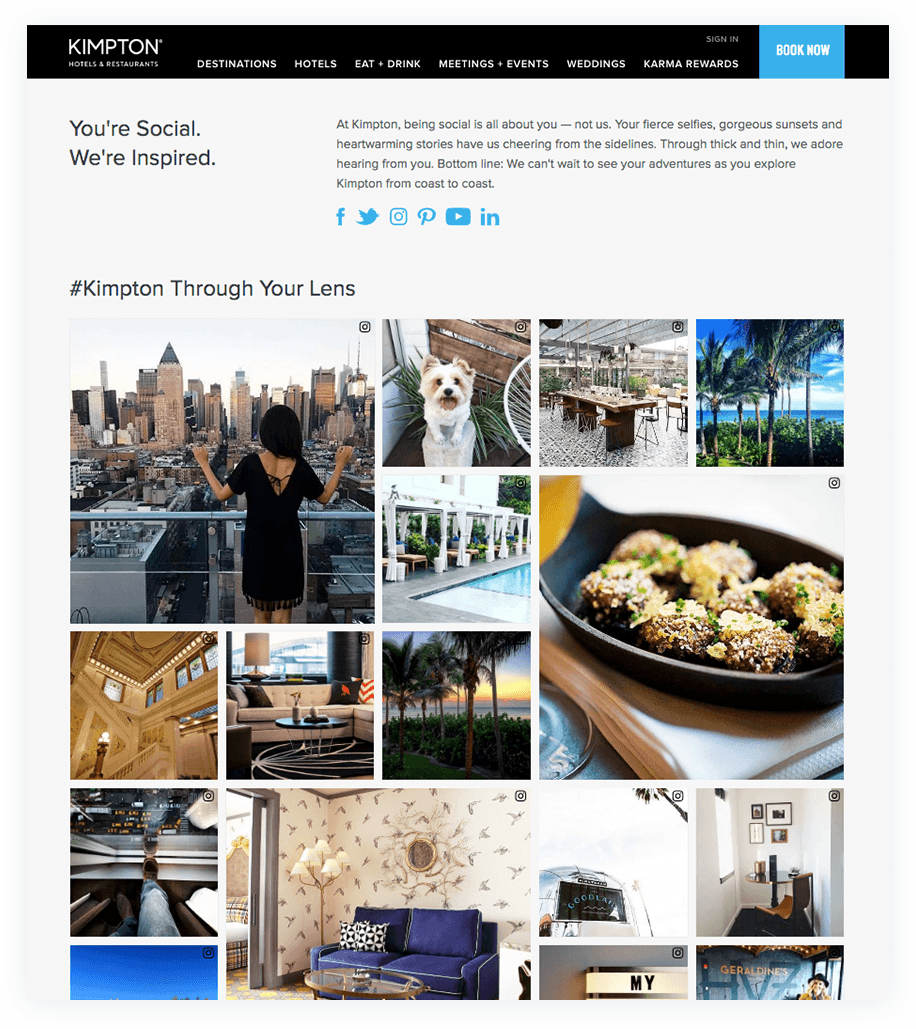 Example of Kimpton Hotels that demonstrates how to use social media marketing for hospitality. 