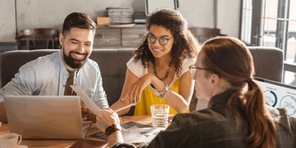 Team working together on a laptop