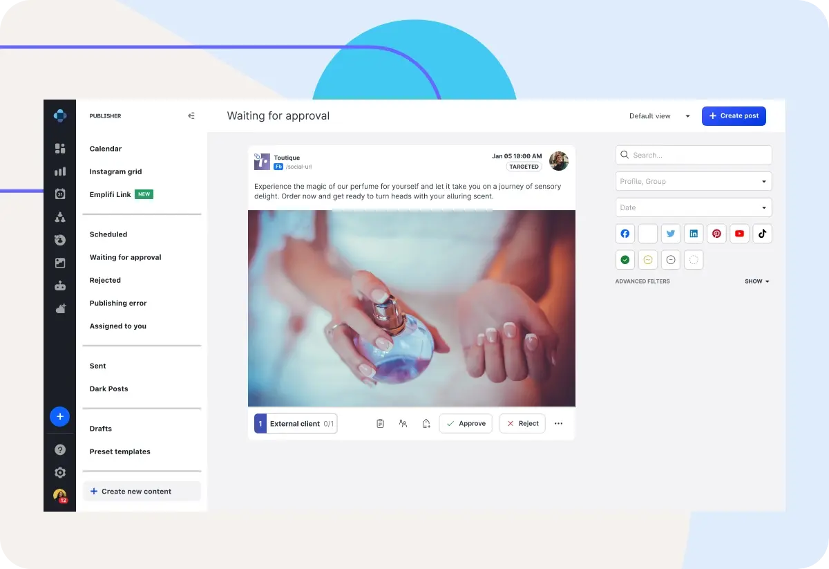 Emplifi platform with post awaiting approval