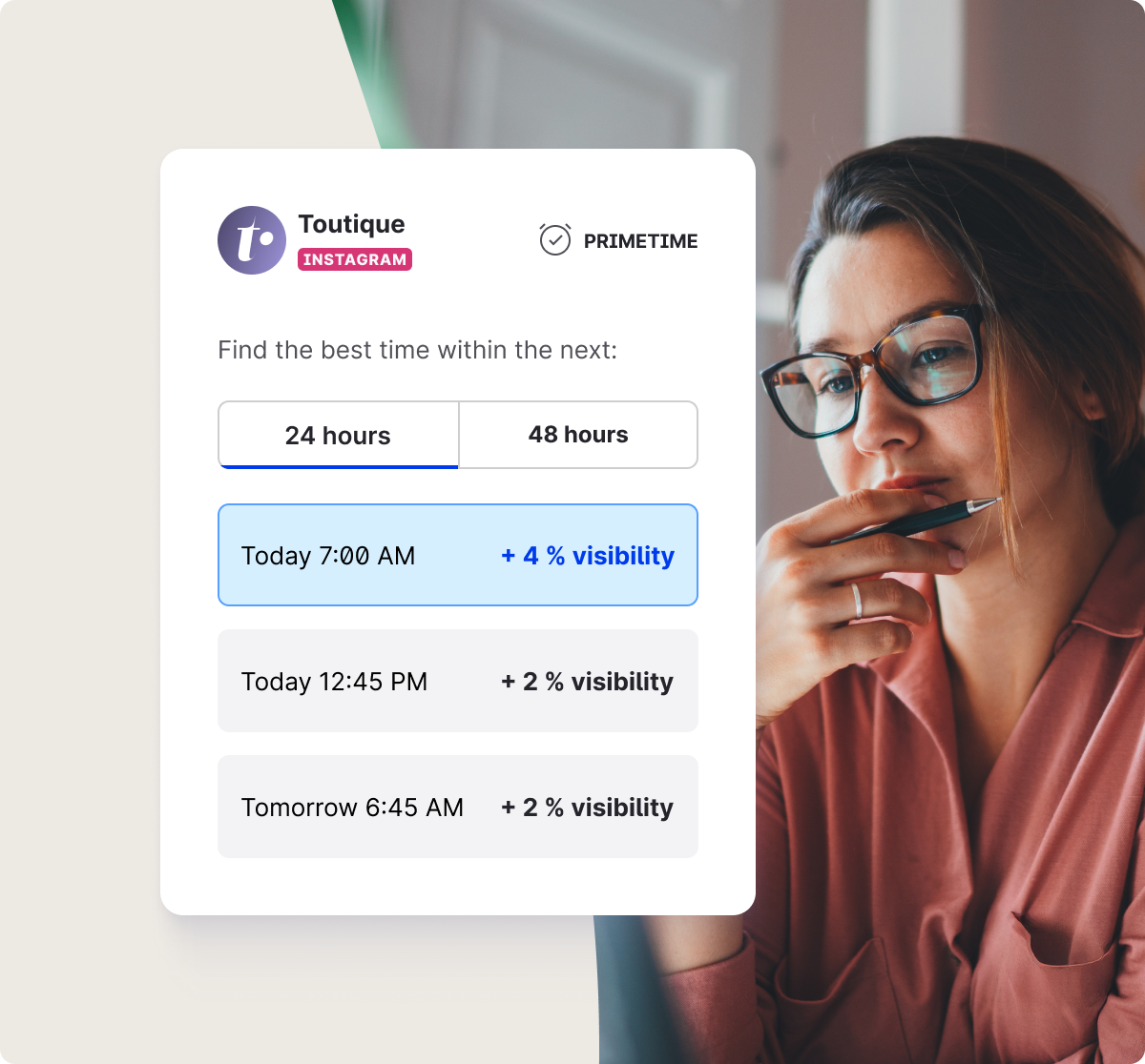 Emplifi PrimeTime feature, showing higher engagement rates at certain times