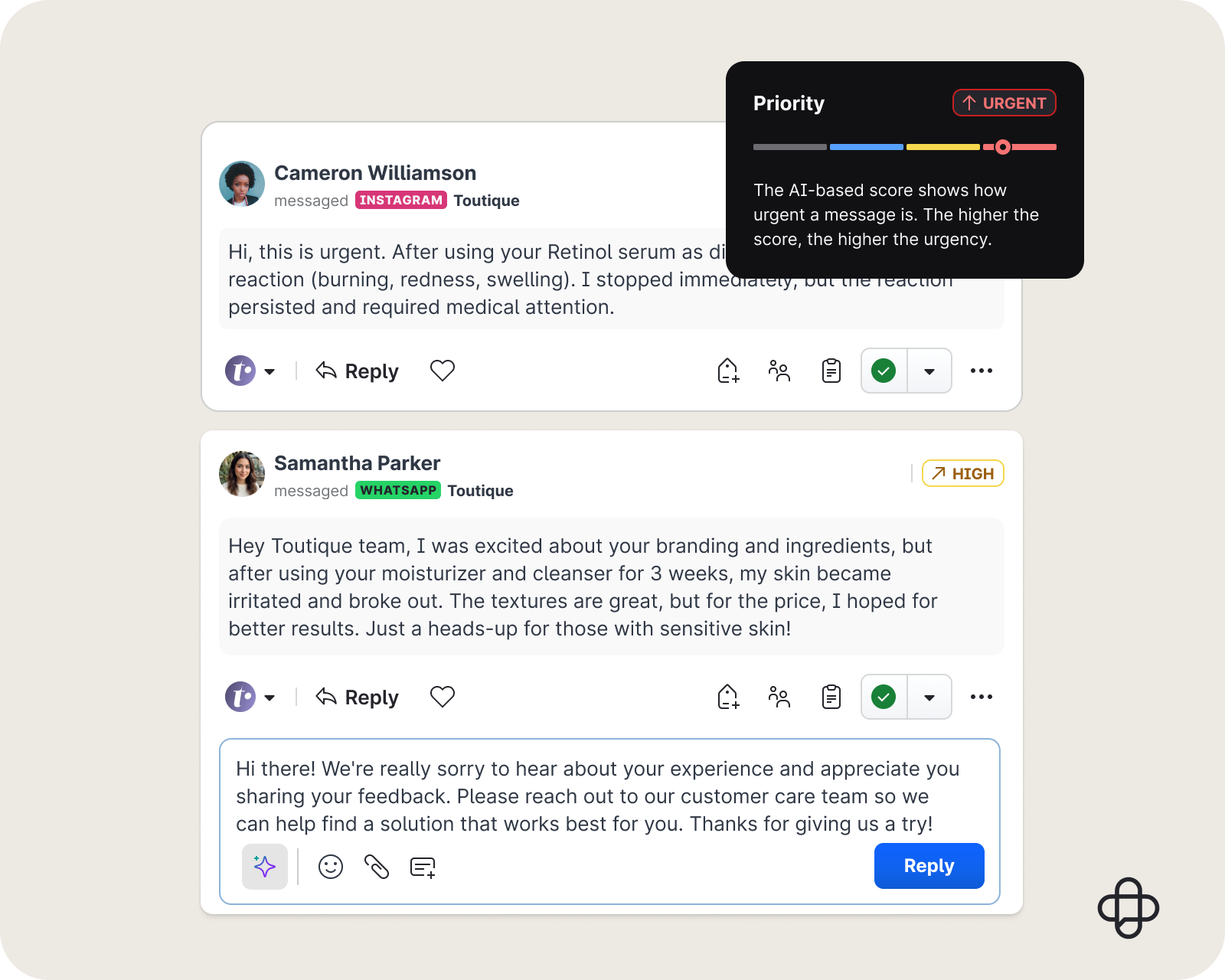 Community showcasing the prioritization and the simple feed.