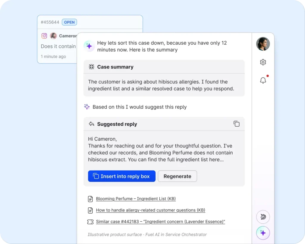 Autonomous CX Platform interface demonstrating automated customer service triage and response crafting.
