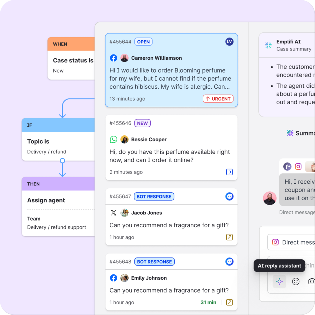 Emplifi social media customer care interface