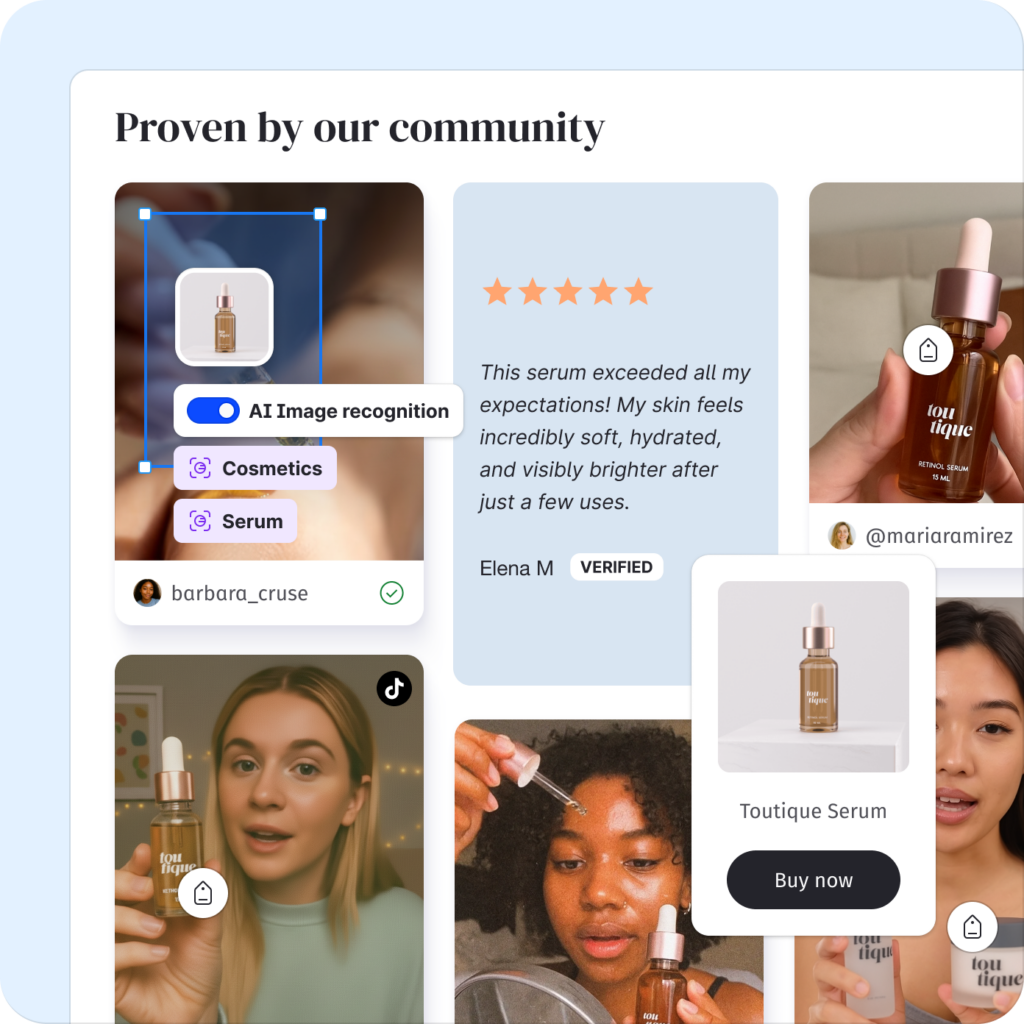 See the user interface of Emplifi's social commerce solution
