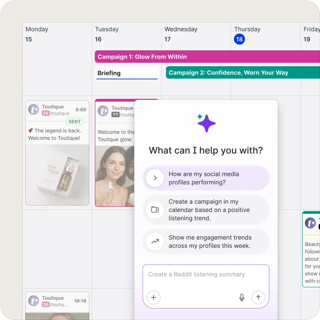 User interface of Emplifi's social marketing solution